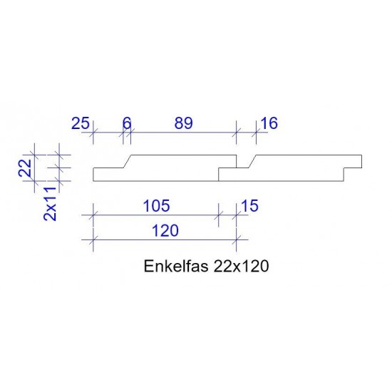 Enkelfas fals 22x120mm LPM g4-2