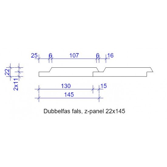 Dubbelfas fals 22x145mm LPM g4-2