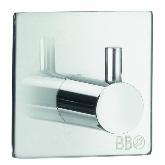 Enkelkrok design självhäft Blankpolerat rfr stål 45x45mm