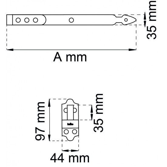 Hakgångjärn 214 efz 300mm tapp D12mm