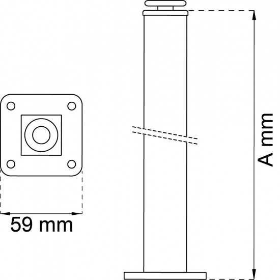 Bordsben 611 m nickel 25x25x100mm