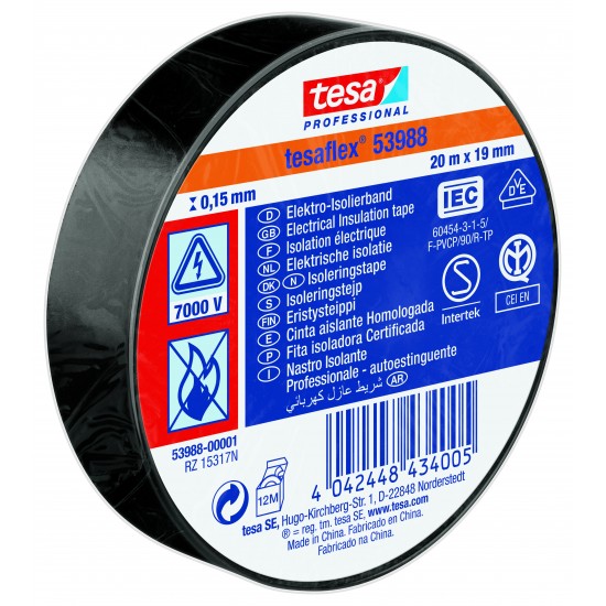 Isoleringstejp 53988 tesa Svart 19mm