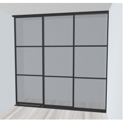 Skjutdörrar - 3 dörrar - Svart - Glas