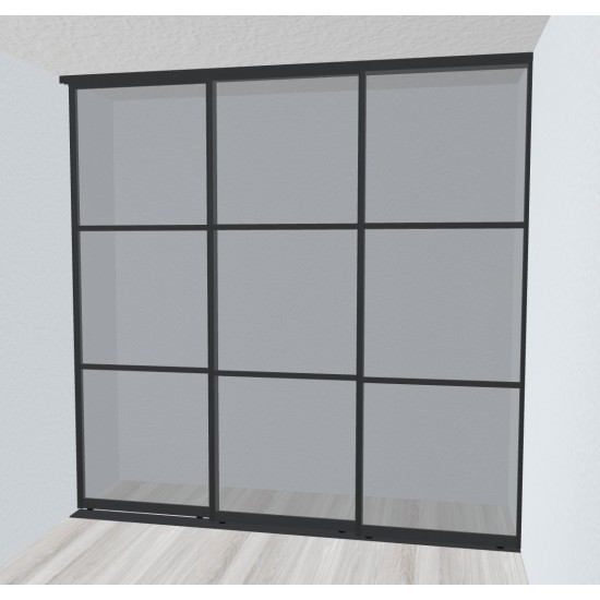 Skjutdörrar - 3 dörrar - Svart - Glas
