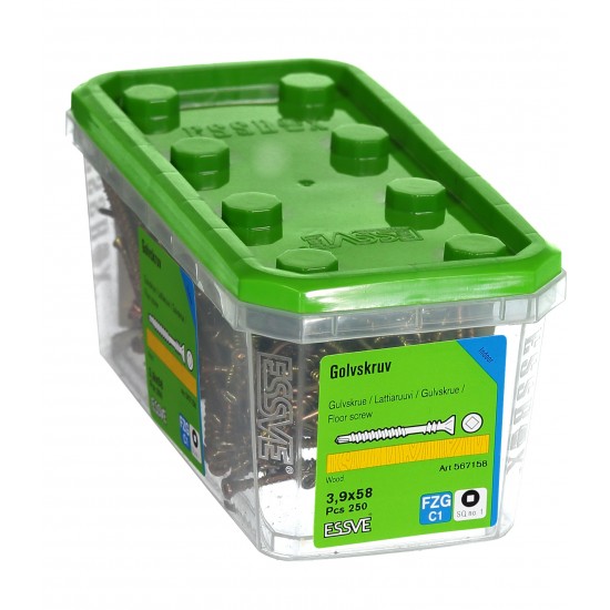 Golvskruv fyrkantsbits r1 Gulkromaterad 3,9x58