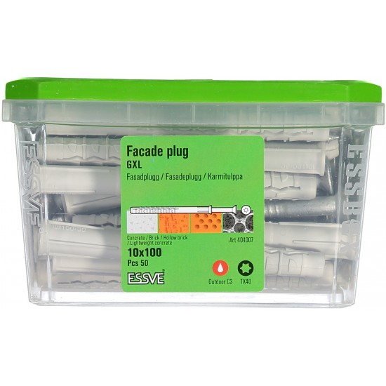 Fasadplugg gxl skruv försänkt Huvud tx40 fzv 10x100