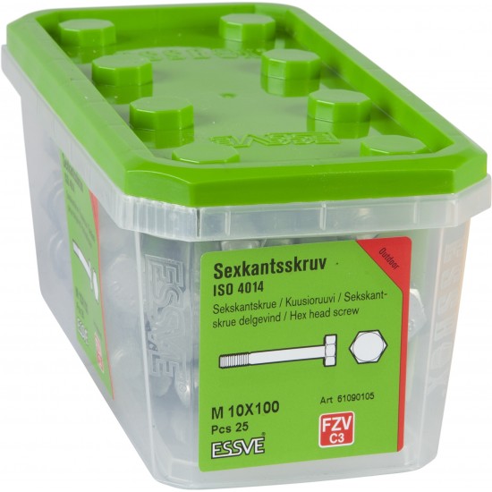 Sexkantsskruv 8.8u delgängad Iso 4014 fzv m10x100