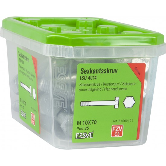 Sexkantsskruv 8.8u delgängad Iso 4014 fzv m10x70
