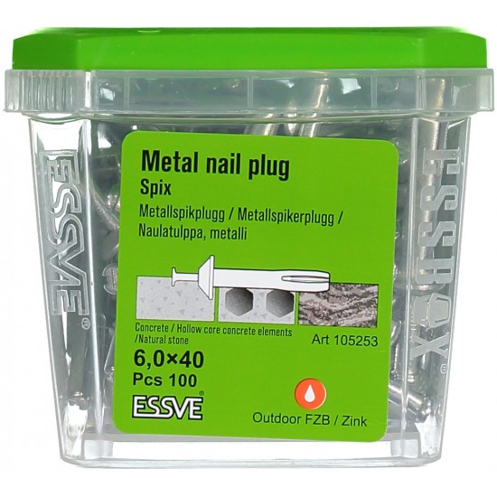 Metallspikplugg spix zink 6,0x40
