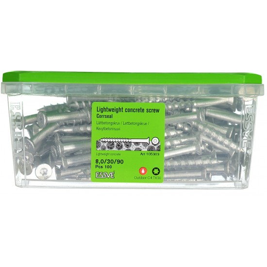 Lättbetongskruv försänkt huvud Tx30 corrseal 8x90