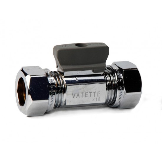 Kulventil med vred vatette Cu-cu rak klämkoppl fkr 15x15