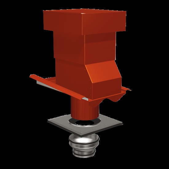 Ventilationshuv 1-kanal 2-kupig tegelröd 160/125