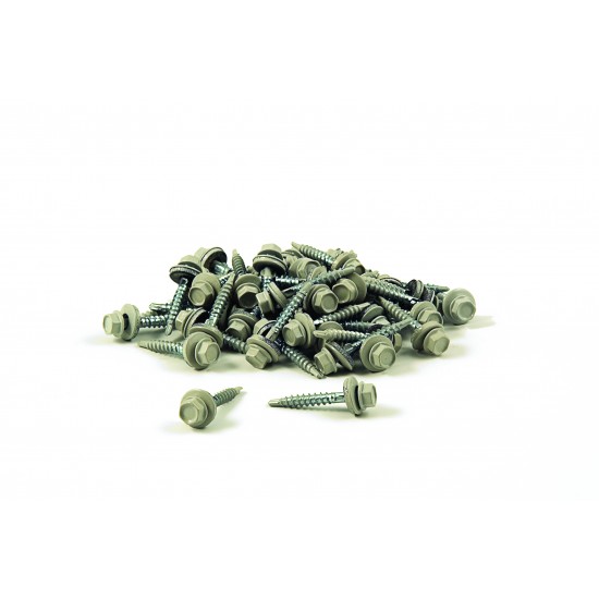 Skruv med vinge mörkgrå Plasttak korrugerad 50st