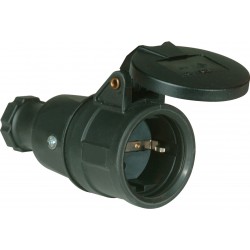 Skarvuttag jordad svart med Fjädrat lock ip44