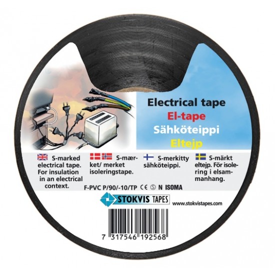 Eltejp s-märkt svart 19mm