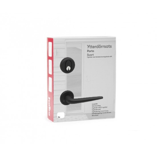 Ytterdörrsats porto svart alu