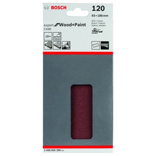 Planslippapper rw bl8h k120 93x185mm 10st