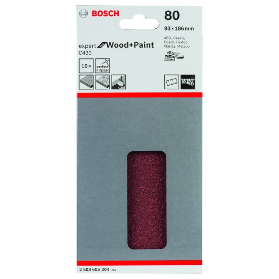 Planslippapper rw bl8h k80 93x185mm 10st
