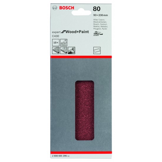 Planslippapper rw 8h k80 93x230mm 10st