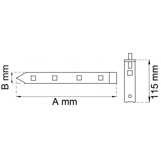 Hakgångjärn 104 vfz 1000mm Tapp d18mm