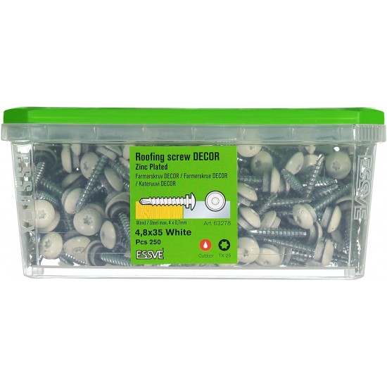 Farmarskruv decor borrspets vi Ral9010 tx25 fzb 4,8x35 250