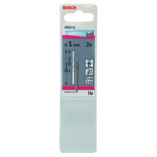 Metallborr hss-g s 1,0x34mm 2st