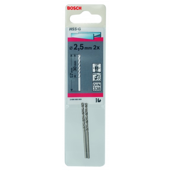 Metallborr hss-g s 2,5x57mm 2st
