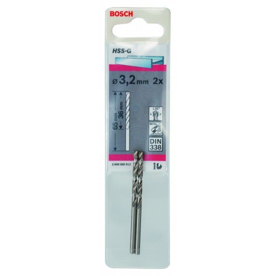 Metallborr hss-g s 3,2x65mm 2st