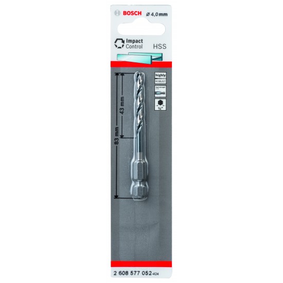 Metallborr hss impact 4mm