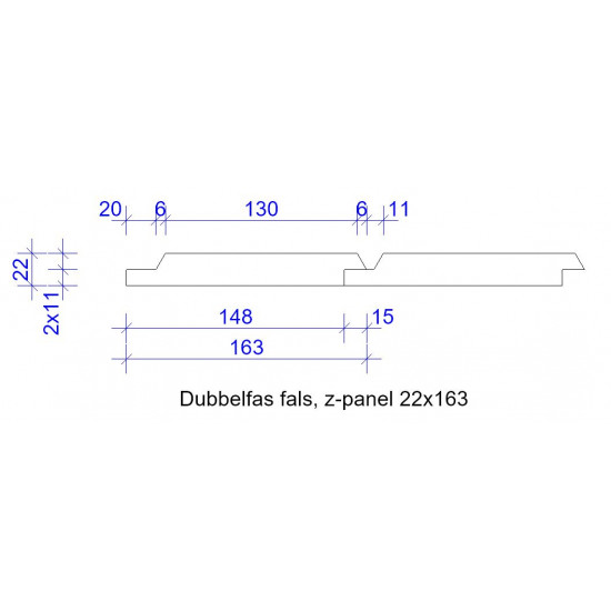 22x163 DUBBELFAS FALS GRUNDM L=4,5